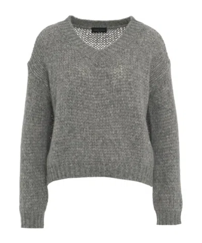 Roberto Collina V-neck Sweater In Gray