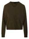 Roberto Collina V-neck Knitted Sweater In Green