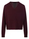 Roberto Collina V-neck Knitted Sweater In Purple