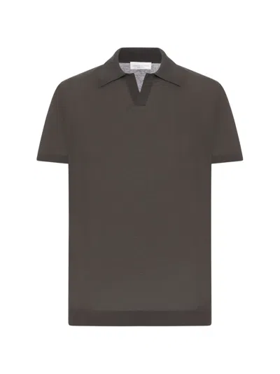 Roberto Collina Cotton Polo Shirt Without Buttons In Brown
