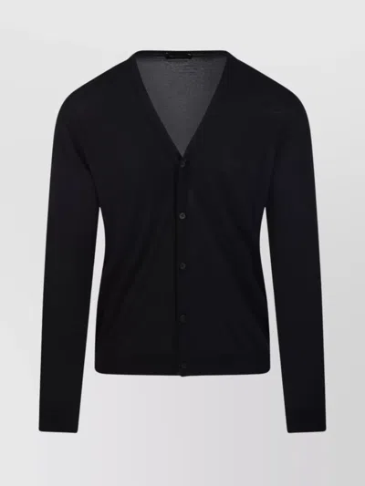 Roberto Collina V-neckline Ribbed Cuffs Long Sleeves In Black
