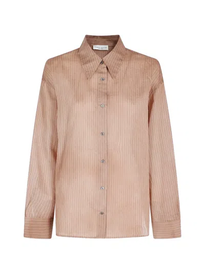 Roberto Collina Vertical-stripe Long-sleeve Shirt In Neutral