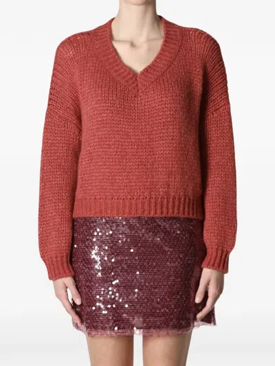 Roberto Collina V-neck Chunky-knit Sweater In Red