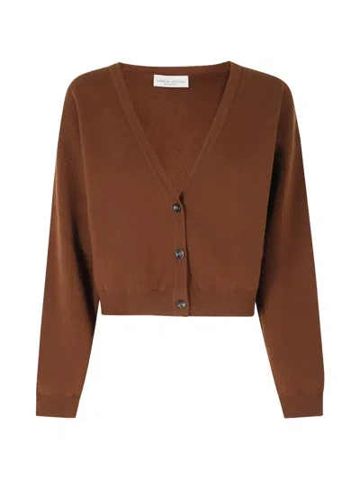 Roberto Collina V-neck Cropped Cardigan In Brown
