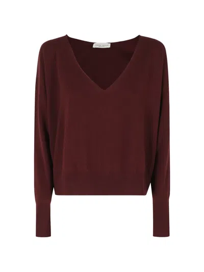 Roberto Collina V-neck Drop-shoulder Sweater In Burgundy