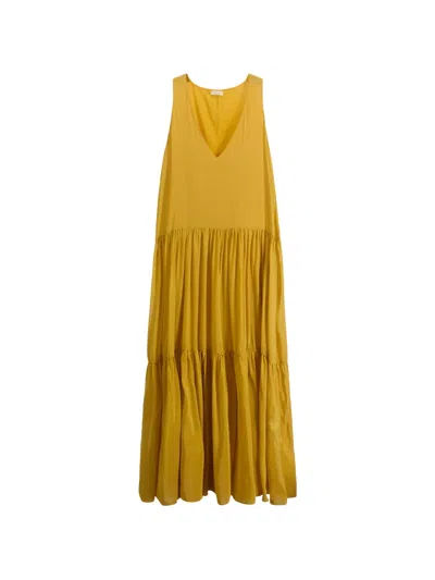 Roberto Collina V-neck Maxi Dress In Yellow