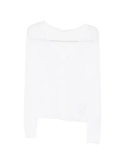 Roberto Collina V-neck Open-knit Sweater In White