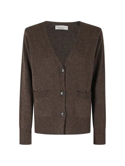 Roberto Collina Corteccia Wool-camel V-neck Oversized Cardigan In Brown