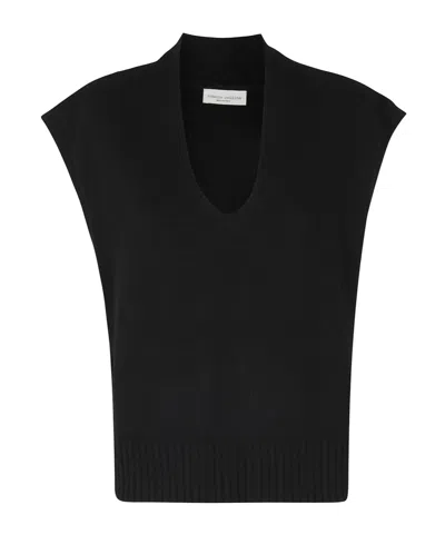 Roberto Collina V-neck Sleeveless Sweater In Black
