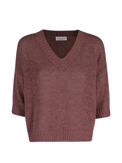 Roberto Collina V-neck Sweater In Burgundy