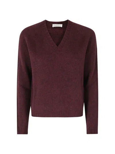Roberto Collina V-neck Sweater In Burgundy