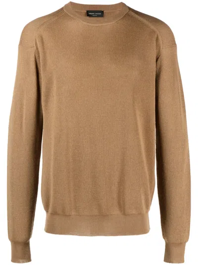 Roberto Collina Waffle-knit Merino Jumper In Brown