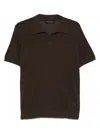 Roberto Collina T-shirt Maniche Corte In Maglia Fine Di Cotone In 褐色