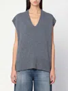 Roberto Collina Oversized Grey Wool Vest In Gray