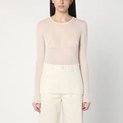 Roberto Collina Sheer Ribbed Knit Sweater In Neutral
