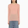 Roberto Collina Pink Cotton Blend Crew-neck Jumper In White