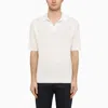 ROBERTO COLLINA WHITE PERFORATED SHORT-SLEEVED POLO SHIRT