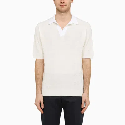 Roberto Collina White Perforated Short-sleeved Polo Shirt