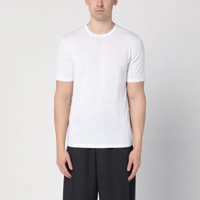 ROBERTO COLLINA WHITE RIBBED COTTON T-SHIRT