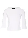 Roberto Collina Solid Color Lightweight Top With Boat Neckline In White
