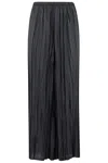 Roberto Collina Wide-leg Black Pleated Trousers With Elasticized Waistband In Black