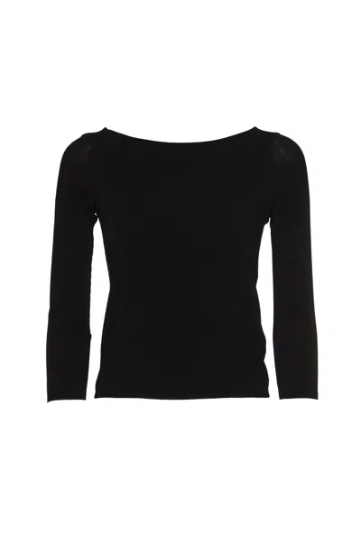 Roberto Collina Wide Neck Long-sleeved Plain Sweater In Black