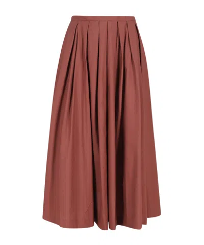 Roberto Collina Wide Pleated Skirt In Red