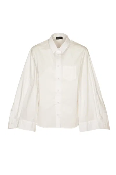 Roberto Collina Wide-sleeved Patched Pocket Flare Shirt In White