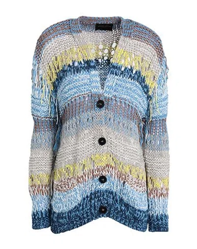 Roberto Collina Woman Cardigan Azure Size M Cotton, Nylon In Blue