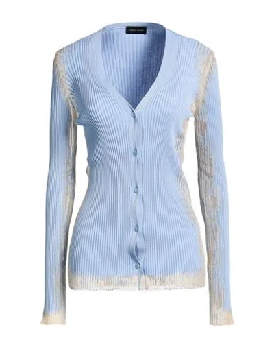 Roberto Collina Woman Cardigan Azure Size M Cotton, Polyester In Blue