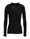 Roberto Collina Woman Cardigan Black Size S Cotton, Polyester In Black