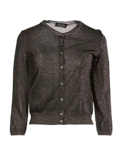 Roberto Collina Woman Cardigan Black Size M Viscose, Metallic Polyester