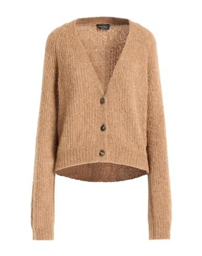 Roberto Collina Woman Cardigan Camel Size S Baby Alpaca Wool, Recycled Nylon In Nude