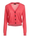 Roberto Collina Woman Cardigan Coral Size S Merino Wool In Red