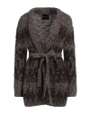 Roberto Collina Woman Cardigan Dark Brown Size S Baby Alpaca Wool, Wool, Nylon, Metallic Polyester