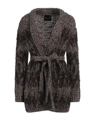 Roberto Collina Woman Cardigan Dark Brown Size S Baby Alpaca Wool, Wool, Nylon, Metallic Polyester In Brown