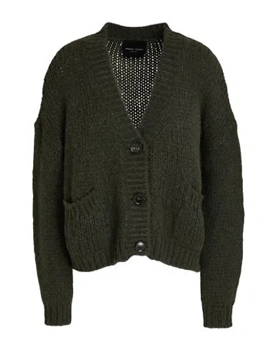 Roberto Collina Woman Cardigan Dark Green Size M Baby Alpaca Wool, Polyamide, Wool In Black