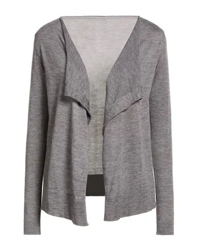 Roberto Collina Woman Cardigan Grey Size L Cashmere, Silk, Polyester In Gray