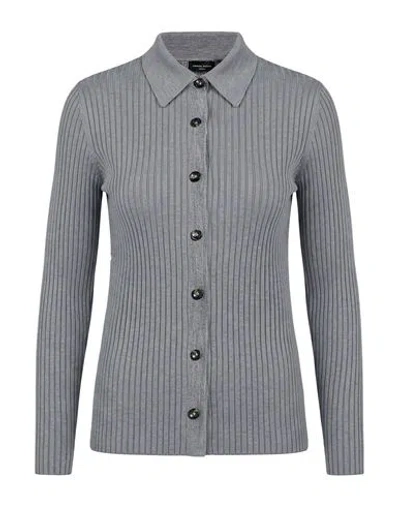 Roberto Collina Woman Cardigan Grey Size L Merino Wool In Gray