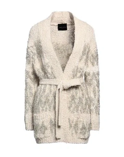 Roberto Collina Woman Cardigan Ivory Size M Baby Alpaca Wool, Wool, Nylon, Metallic Polyester In Burgundy