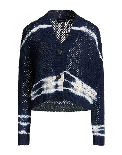 Roberto Collina Woman Cardigan Midnight Blue Size M Cotton, Polyamide