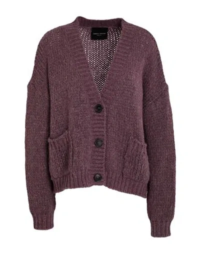Roberto Collina Woman Cardigan Plum Size Xs Baby Alpaca Wool, Polyamide, Wool In Purple