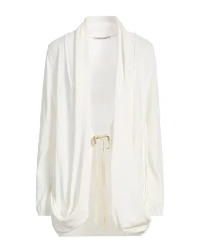 Roberto Collina Woman Cardigan White Size M Cotton, Leather