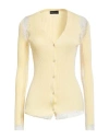 Roberto Collina Woman Cardigan Yellow Size M Cotton, Polyester In Yellow