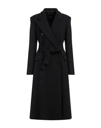 Roberto Collina Woman Coat Black Size Xl Wool, Nylon In Black
