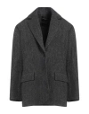 Roberto Collina Woman Coat Charcoal Size L Wool, Linen, Nylon In Grey