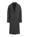 Roberto Collina Woman Coat Charcoal Size S Wool, Linen, Nylon In Grey
