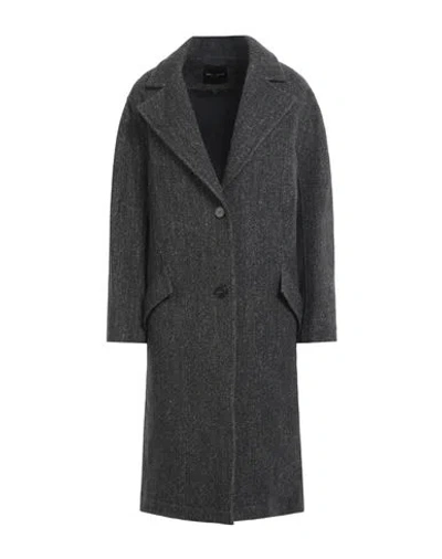Roberto Collina Woman Coat Charcoal Size S Wool, Linen, Nylon In Grey