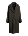Roberto Collina Woman Coat Dark Green Size S Wool, Linen, Nylon