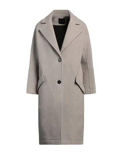 Roberto Collina Woman Coat Khaki Size Xs Wool, Linen, Nylon In Beige